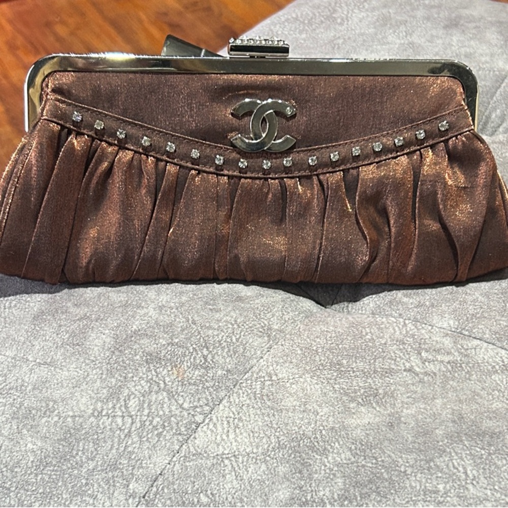 Metallic Brown Clutch with Silver Accents